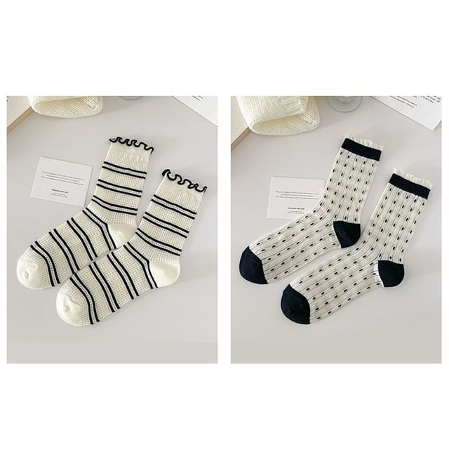 Printed Lettuce Edge Socks / Set