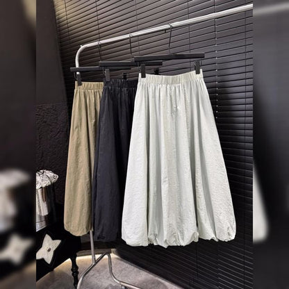 Plain A-Line High Waist Skirt Midi