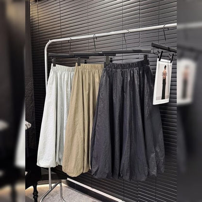 Plain A-Line High Waist Skirt Midi