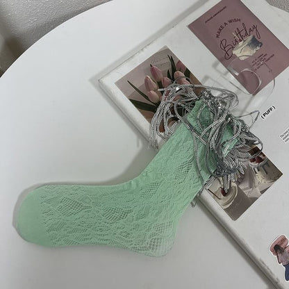 Sequin Fringed Lace Socks