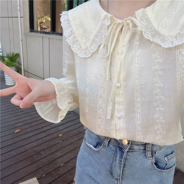 Plain Lace Trim Shirt / Single-Breasted Vest