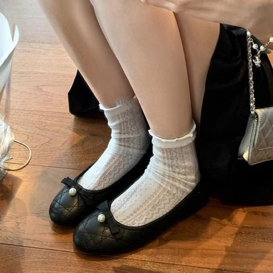 Faux Pearl Bow Flats