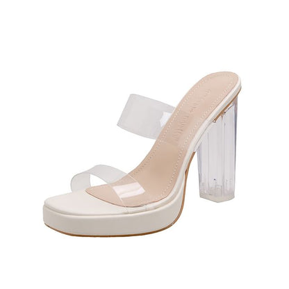 Chunky Heel Sandals Platform Slide