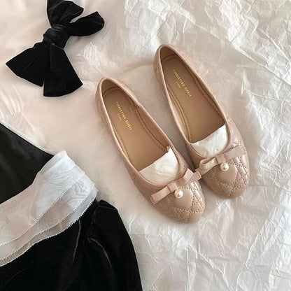 Faux Pearl Bow Flats