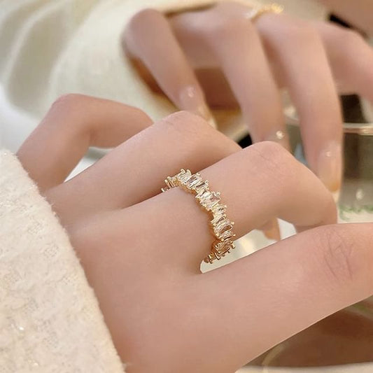Rhinestone Open Alloy Ring