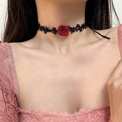 Fabric Choker Rose