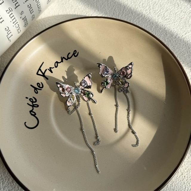 Leather Choker Earring Butterfly Faux Alloy / Threader