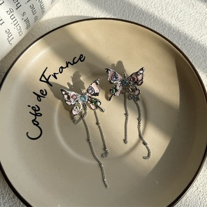 Leather Choker Earring Butterfly Faux Alloy / Threader