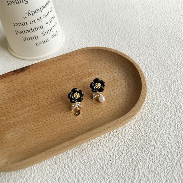 Earring Floral Pearl Drop Faux Alloy