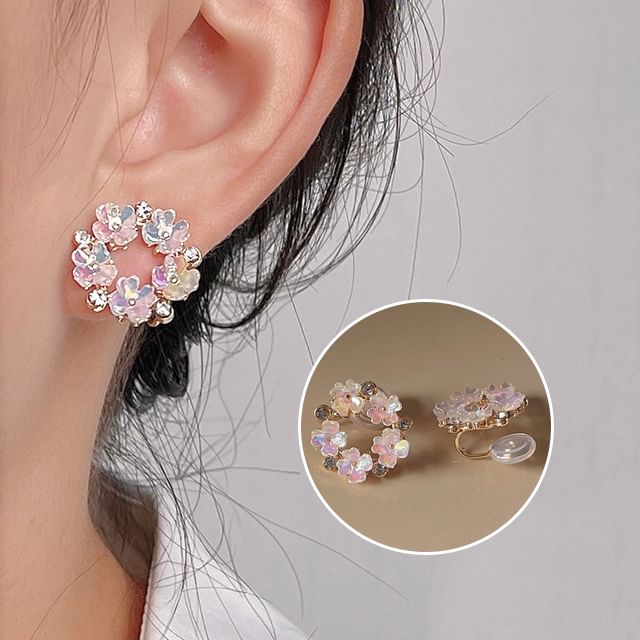 Alloy Earring Hoop Floral