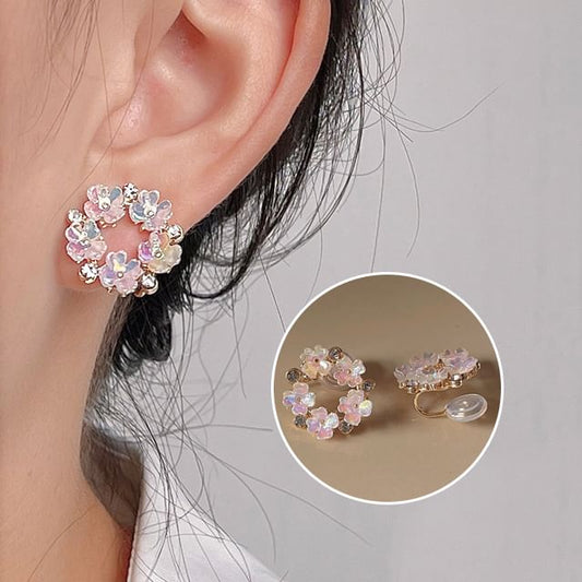 Alloy Earring Hoop Floral