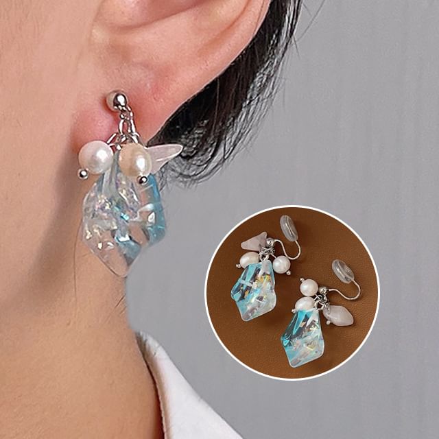 Freshwater Ear Alloy Pearl Faux Crystal Cuff