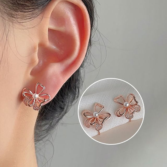 Alloy Floral Pearl Earring Stud Faux
