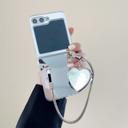 Mirror Mobile Phone Case / Heart Chain Strap / Set