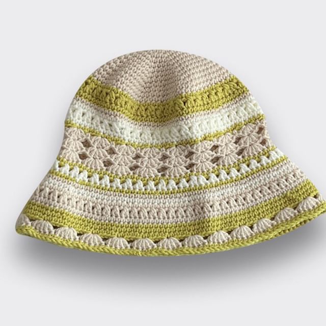 Knit Hat Bucket Striped