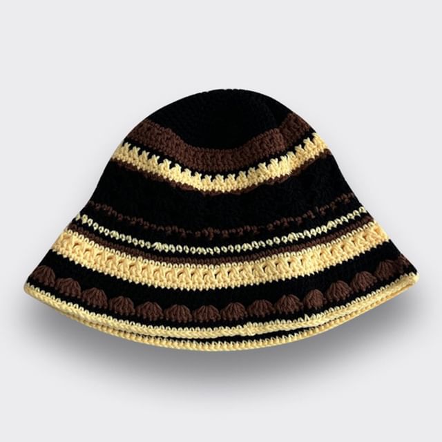 Knit Hat Bucket Striped