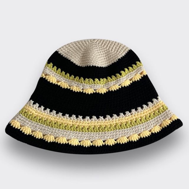Knit Hat Bucket Striped