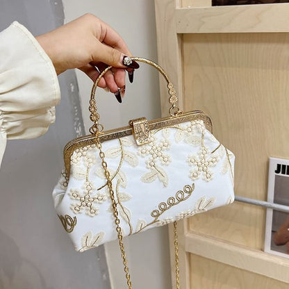 Flower Chain Embroidered Crossbody Strap Bag