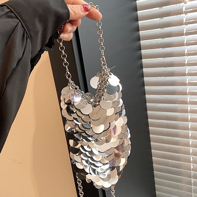 Chain Sequin Strap Bag Crossbody