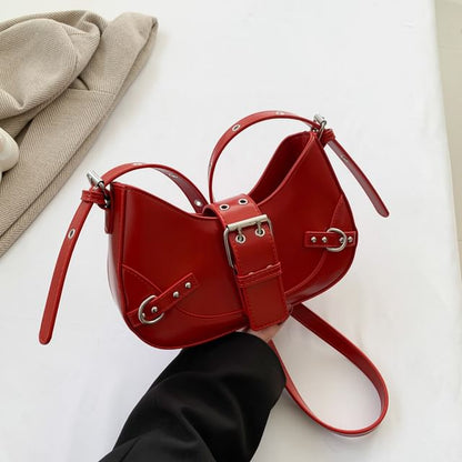 Faux Crossbody Bag Buckled Leather