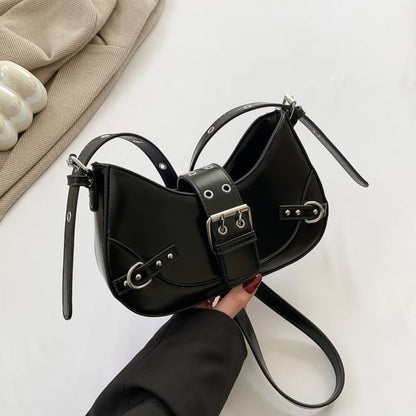 Faux Crossbody Bag Buckled Leather