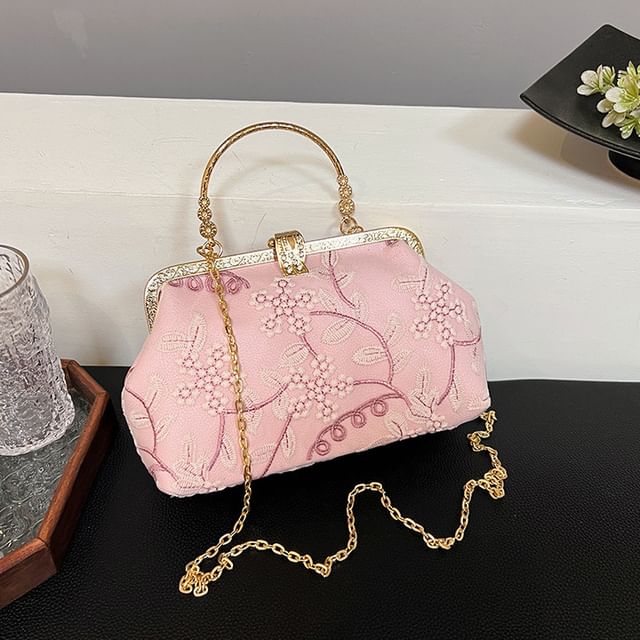 Flower Chain Embroidered Crossbody Strap Bag