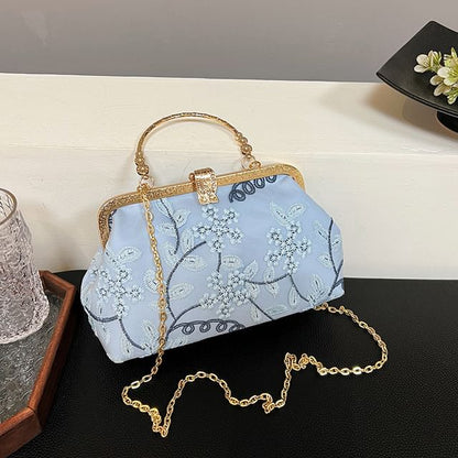 Flower Chain Embroidered Crossbody Strap Bag