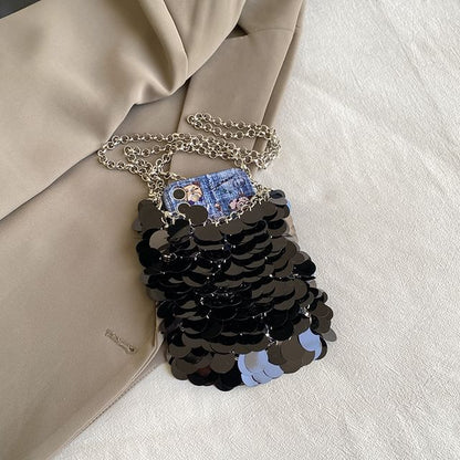 Chain Sequin Strap Bag Crossbody