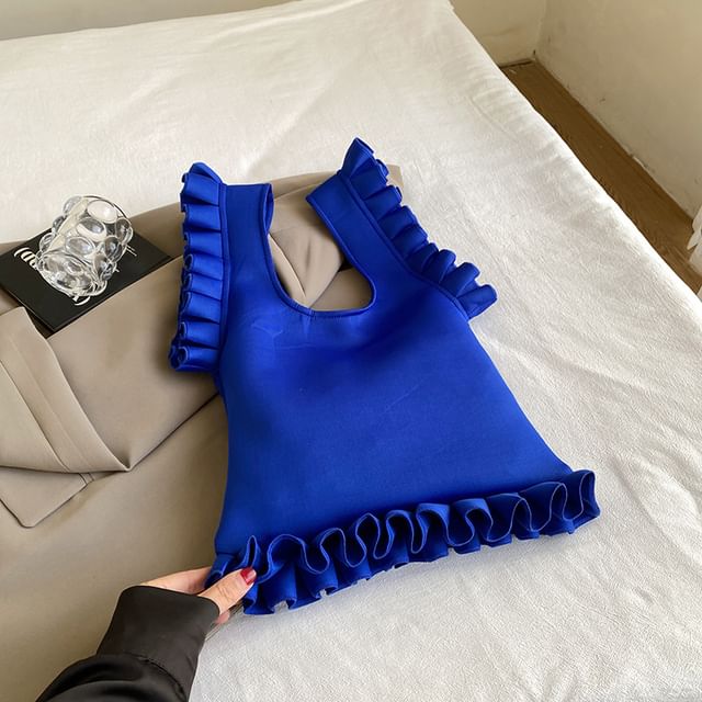 Plain Ruffle Shopper Bag