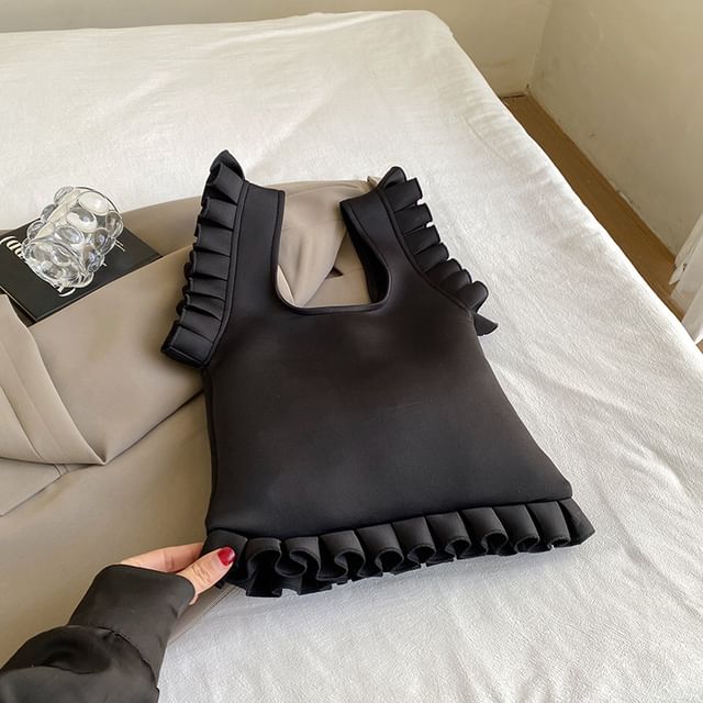 Plain Ruffle Shopper Bag