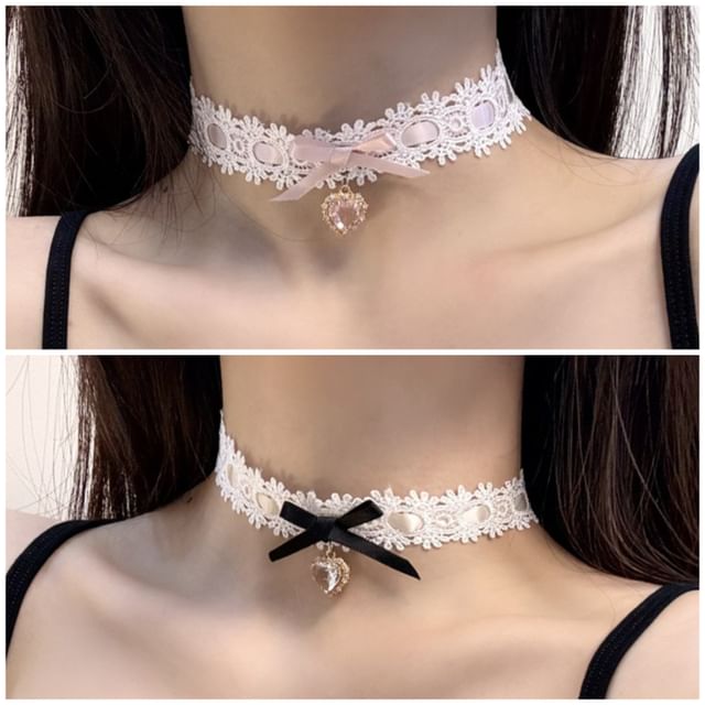 Rhinestone Lace Choker