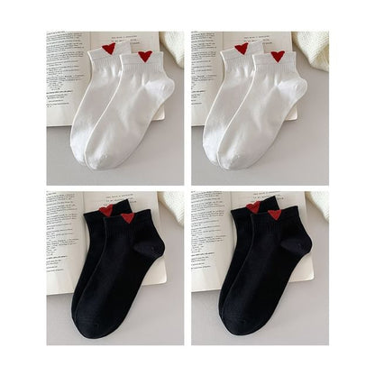 Heart Patterned Short Socks Set