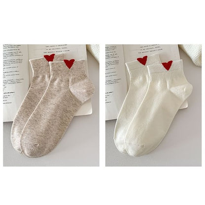 Heart Patterned Short Socks Set