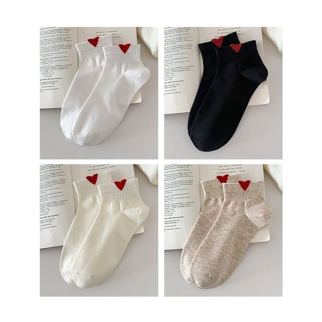 Heart Patterned Short Socks Set