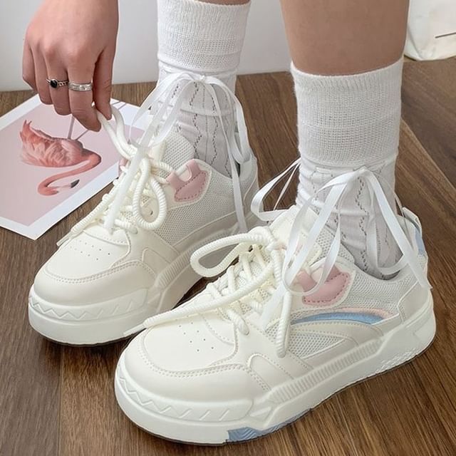 Platform Panel Mesh Sneakers