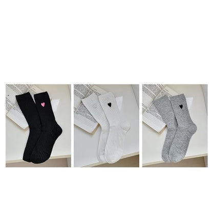 Heart Embroidered Socks Set