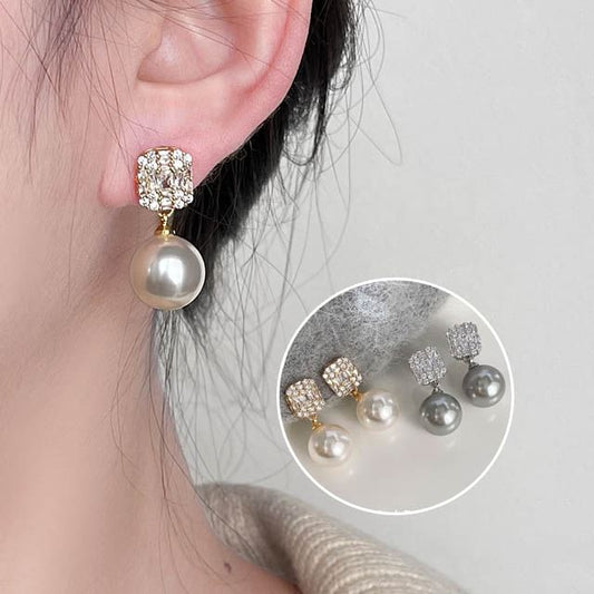 Earring Drop Faux Rhinestone Pearl Alloy