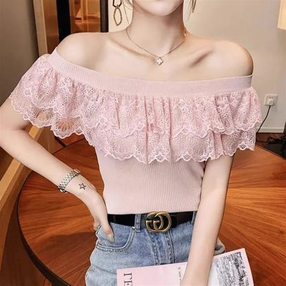 Knit Off-Shoulder Top Lace