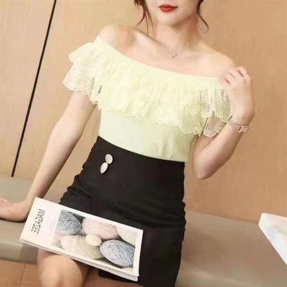 Knit Off-Shoulder Top Lace