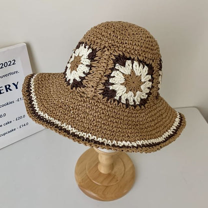 Floral Straw Bucket Hat