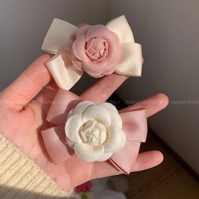 Floral Bow Hair Clip