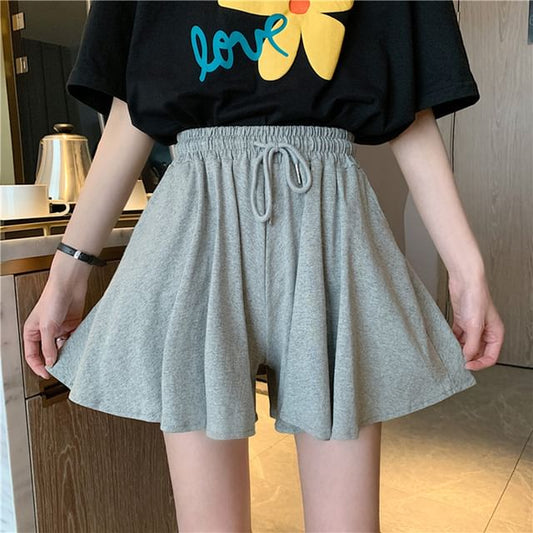 Shorts Plain Drawstring Waist
