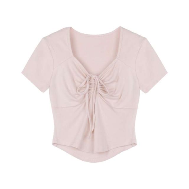 Short-Sleeve T-Shirt Plain Drawstring