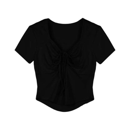 Short-Sleeve T-Shirt Plain Drawstring