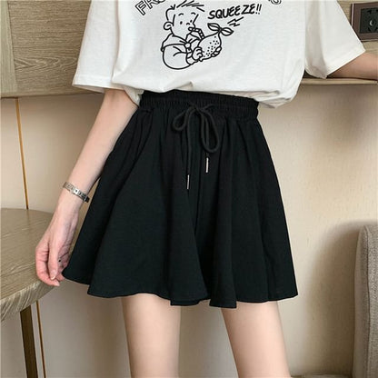 Shorts Plain Drawstring Waist
