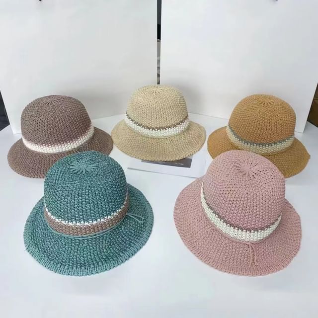 Striped Woven Hat Bucket