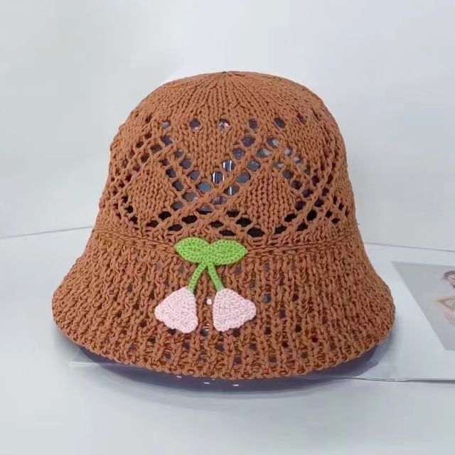 Bucket Hat Woven Floral Embroidered