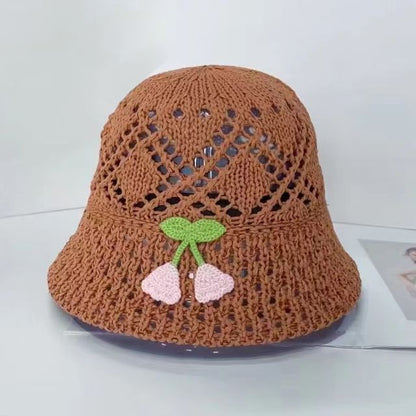 Bucket Hat Woven Floral Embroidered