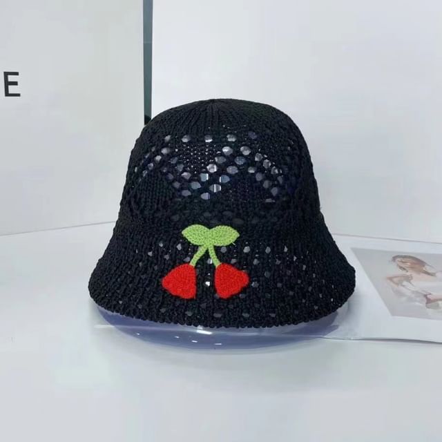 Bucket Hat Woven Floral Embroidered