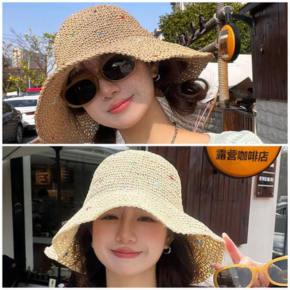 Melange Straw Sun Hat